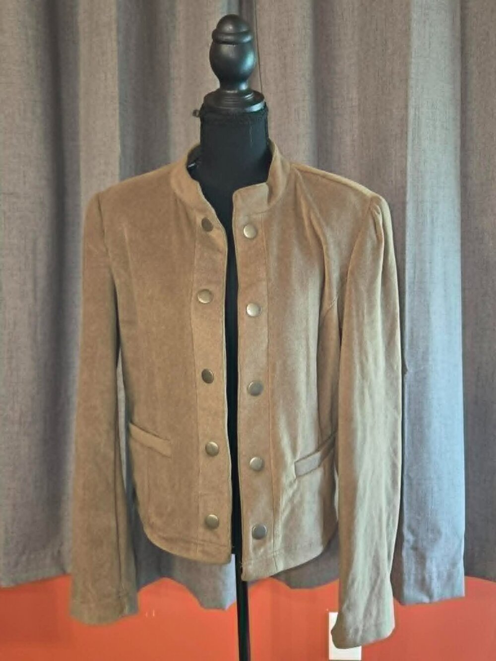 Philosophy Tan Suede Military-Style Button Jacket